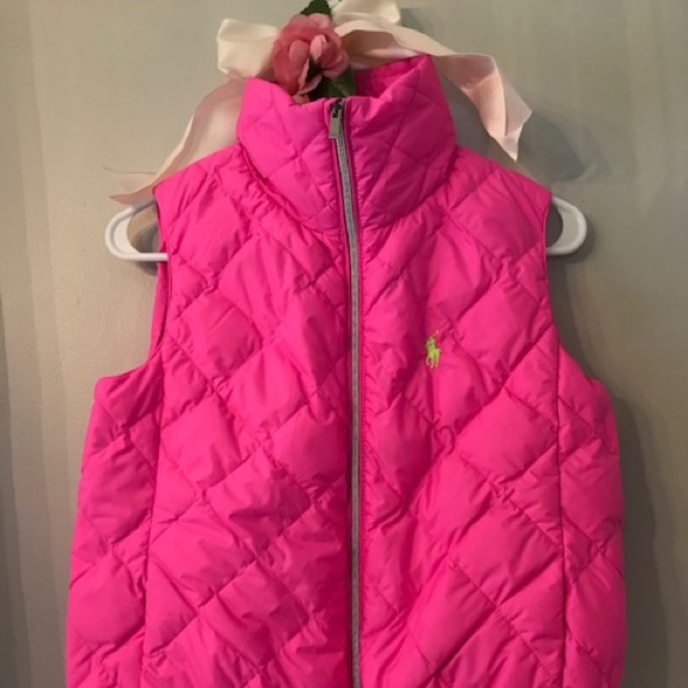 Ralph Lauren PINK  XS  down vest nwt